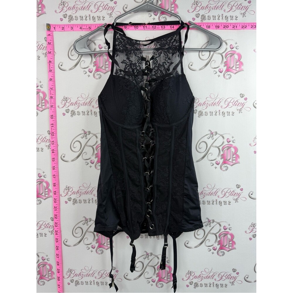 La SENZA tank top corset lace sexy straps Black Lace-Up Bustier Tank Top - Picture 1 of 16